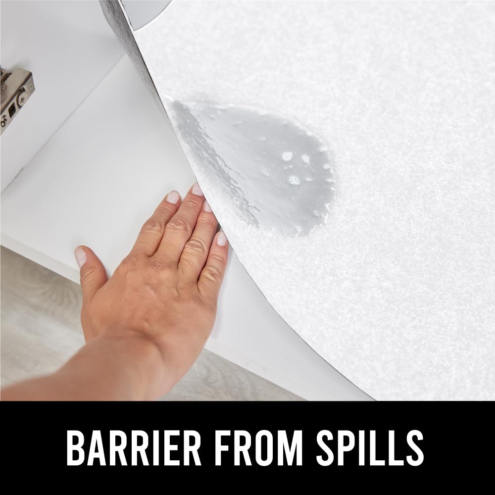 Gorilla Grip LeakGuard, nicht klebende Unterspülmatte für Küchenschränke, 24 x 40, wasserdichte, schnell trocknende Regaleinlage, langlebige, saugfähige Filzmatten für Badezimmerwaschbecken, Schränke, Kommoden, Damast, Taupe-Creme