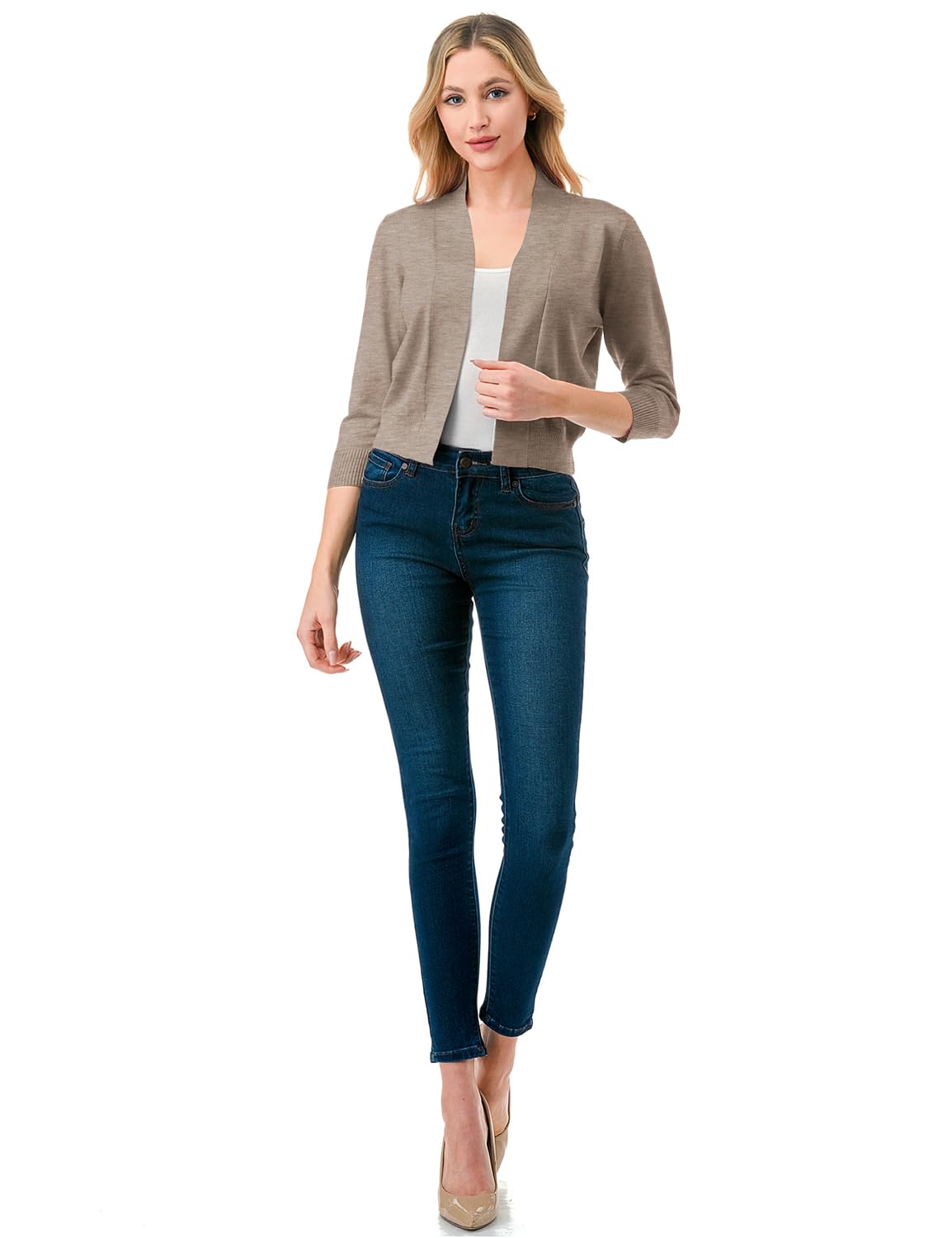 LALABEE Damen-Bolero, klassisch, 3/4-Ärmel, vorne offen, kurz, Cardigan, Shrugs für Kleider (S~XXL)