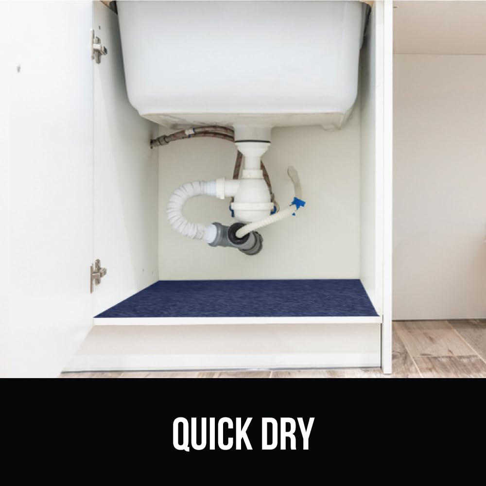Gorilla Grip LeakGuard, nicht klebende Unterspülmatte für Küchenschränke, 24 x 40, wasserdichte, schnell trocknende Regaleinlage, langlebige, saugfähige Filzmatten für Badezimmerwaschbecken, Schränke, Kommoden, Damast, Taupe-Creme