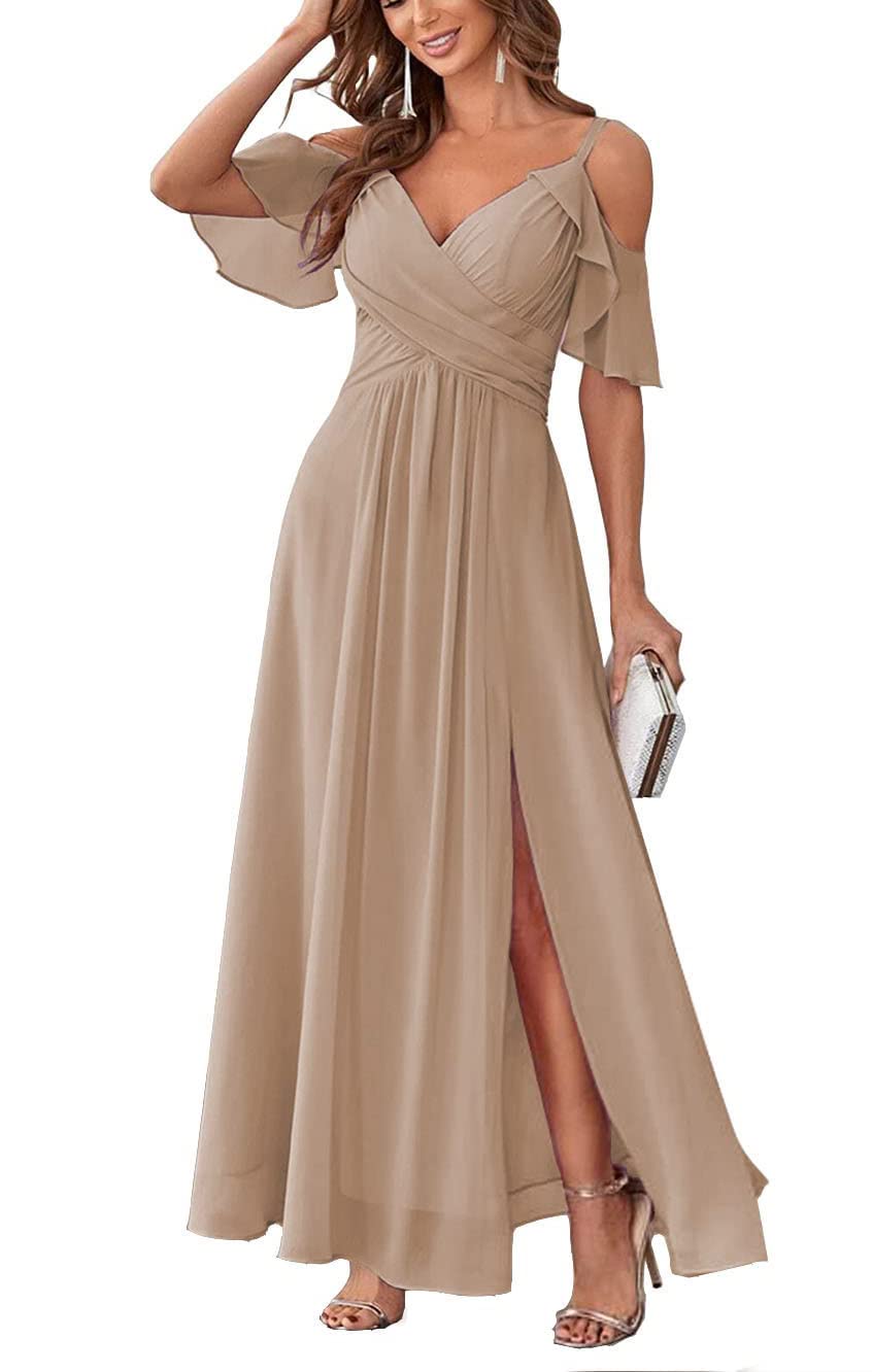 Long Chiffon Junior Bridesmaids Dresses for Women Wedding Party Dress Formal Military Ball Gown ABC095
