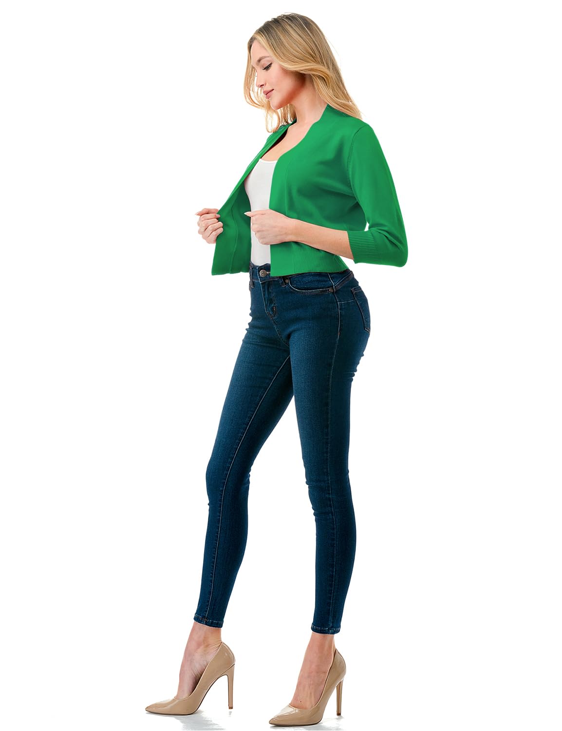 LALABEE Damen-Bolero, klassisch, 3/4-Ärmel, vorne offen, kurz, Cardigan, Shrugs für Kleider (S~XXL)