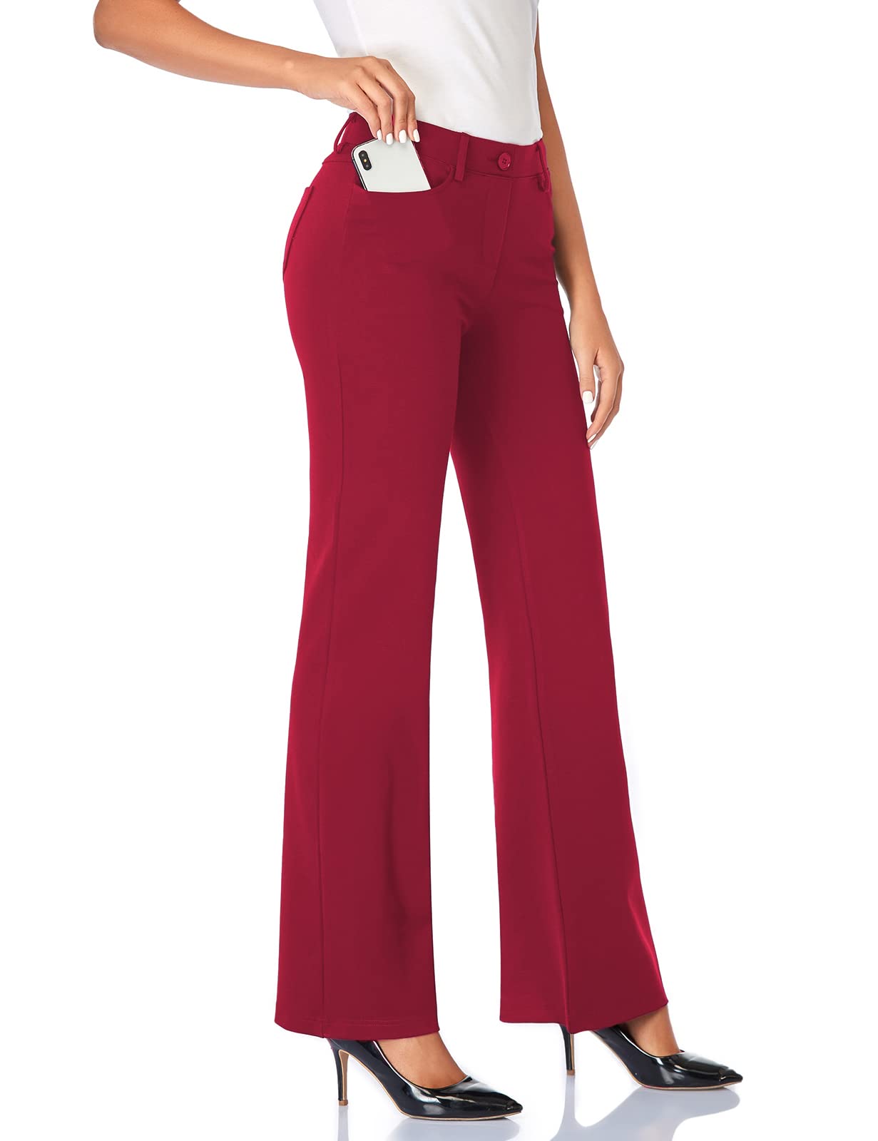 Pantalon extensible pour femme Tapata 28''/30''/32''/34'' avec poches, taille haute, petite, taille standard pour le travail au bureau