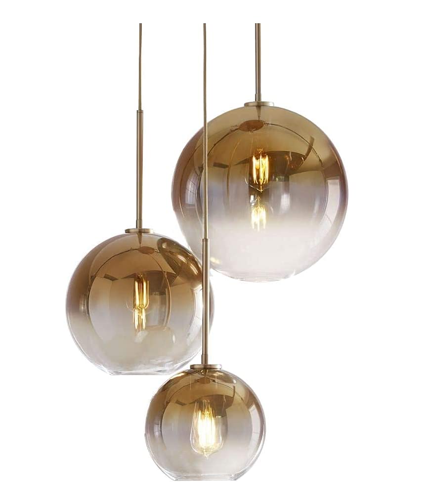 KCO Lighting Gold Cluster Pendelleuchte 3-flammige Cluster Pendelleuchte Große Glaspendelleuchten Kücheninsel Bubble Globe Kronleuchter Mid Century Modern Hängeleuchte