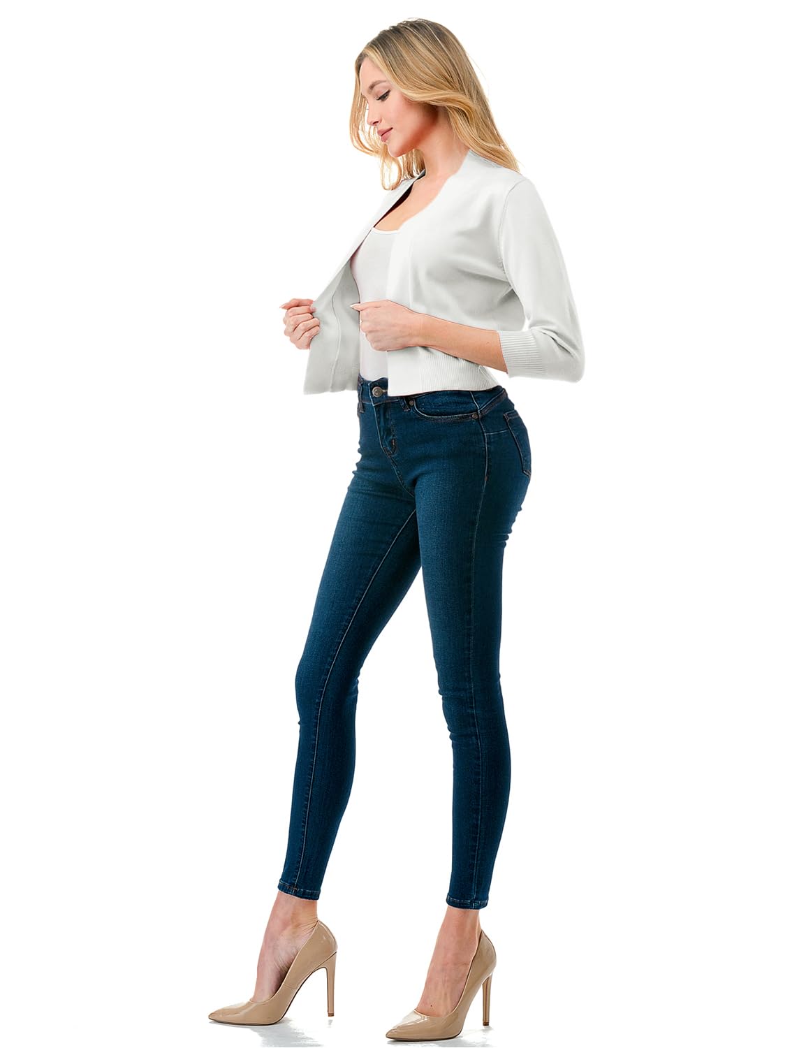 LALABEE Damen-Bolero, klassisch, 3/4-Ärmel, vorne offen, kurz, Cardigan, Shrugs für Kleider (S~XXL)