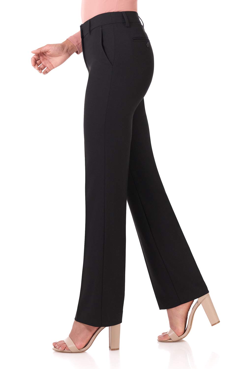 Rekucci Smart Stretch-Hose für Damen vom Schreibtisch bis zum Abendessen mit geradem Bein und Reißverschluss