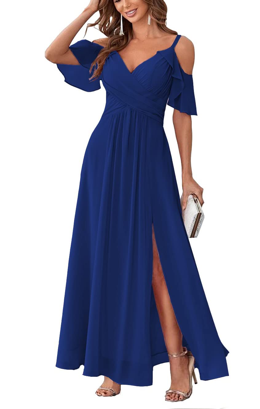 Long Chiffon Junior Bridesmaids Dresses for Women Wedding Party Dress Formal Military Ball Gown ABC095