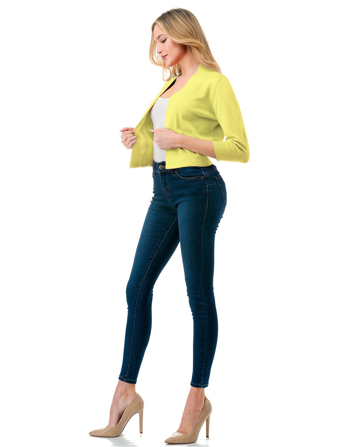 LALABEE Damen-Bolero, klassisch, 3/4-Ärmel, vorne offen, kurz, Cardigan, Shrugs für Kleider (S~XXL)