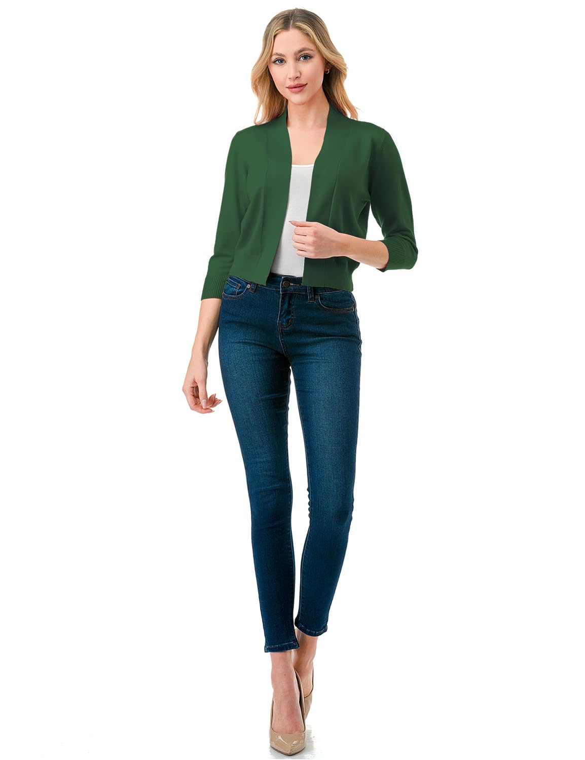 LALABEE Damen-Bolero, klassisch, 3/4-Ärmel, vorne offen, kurz, Cardigan, Shrugs für Kleider (S~XXL)