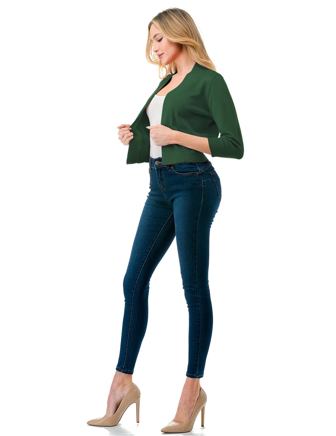 LALABEE Damen-Bolero, klassisch, 3/4-Ärmel, vorne offen, kurz, Cardigan, Shrugs für Kleider (S~XXL)