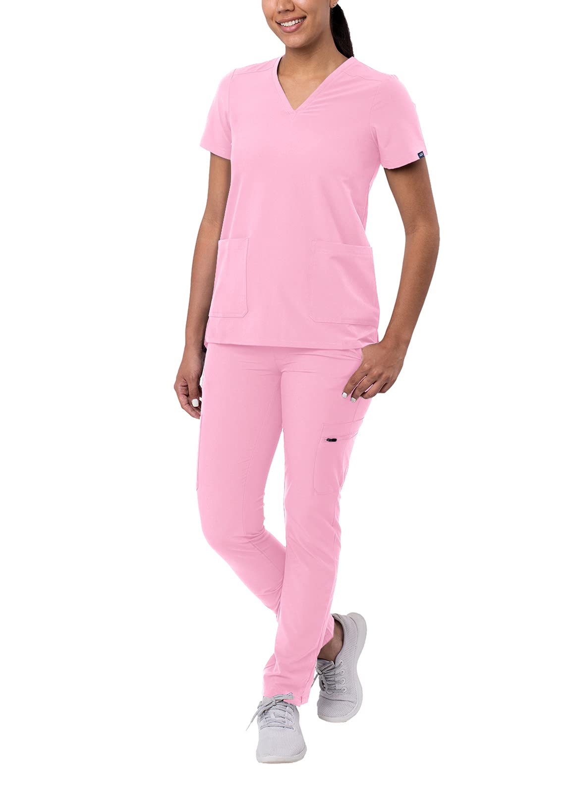 Ensemble de gommage Adar Addition Go-Basic pour femme - Haut de gommage slim à col en V et pantalon de gommage cargo skinny
