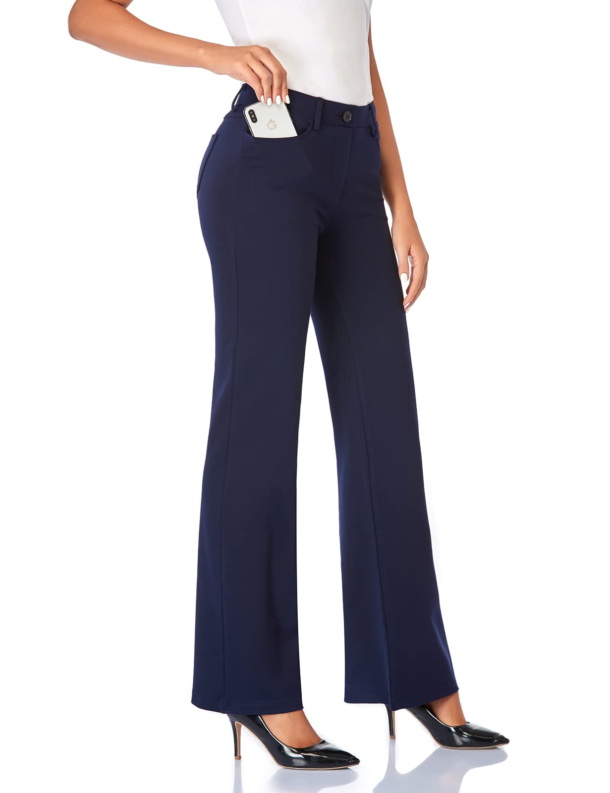 Pantalon extensible pour femme Tapata 28''/30''/32''/34'' avec poches, taille haute, petite, taille standard pour le travail au bureau