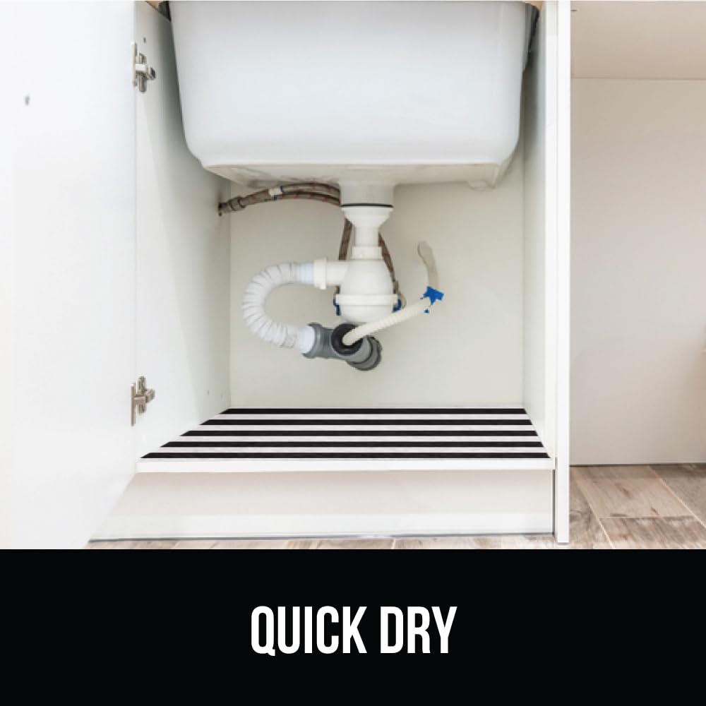 Gorilla Grip LeakGuard, nicht klebende Unterspülmatte für Küchenschränke, 24 x 40, wasserdichte, schnell trocknende Regaleinlage, langlebige, saugfähige Filzmatten für Badezimmerwaschbecken, Schränke, Kommoden, Damast, Taupe-Creme