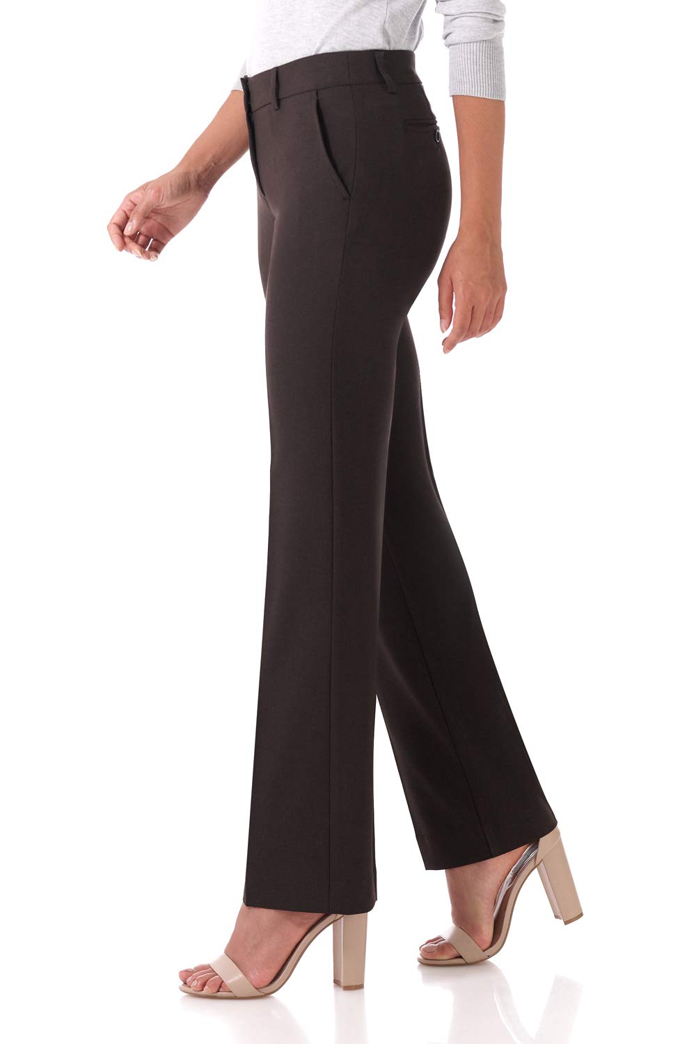 Rekucci Smart Stretch-Hose für Damen vom Schreibtisch bis zum Abendessen mit geradem Bein und Reißverschluss