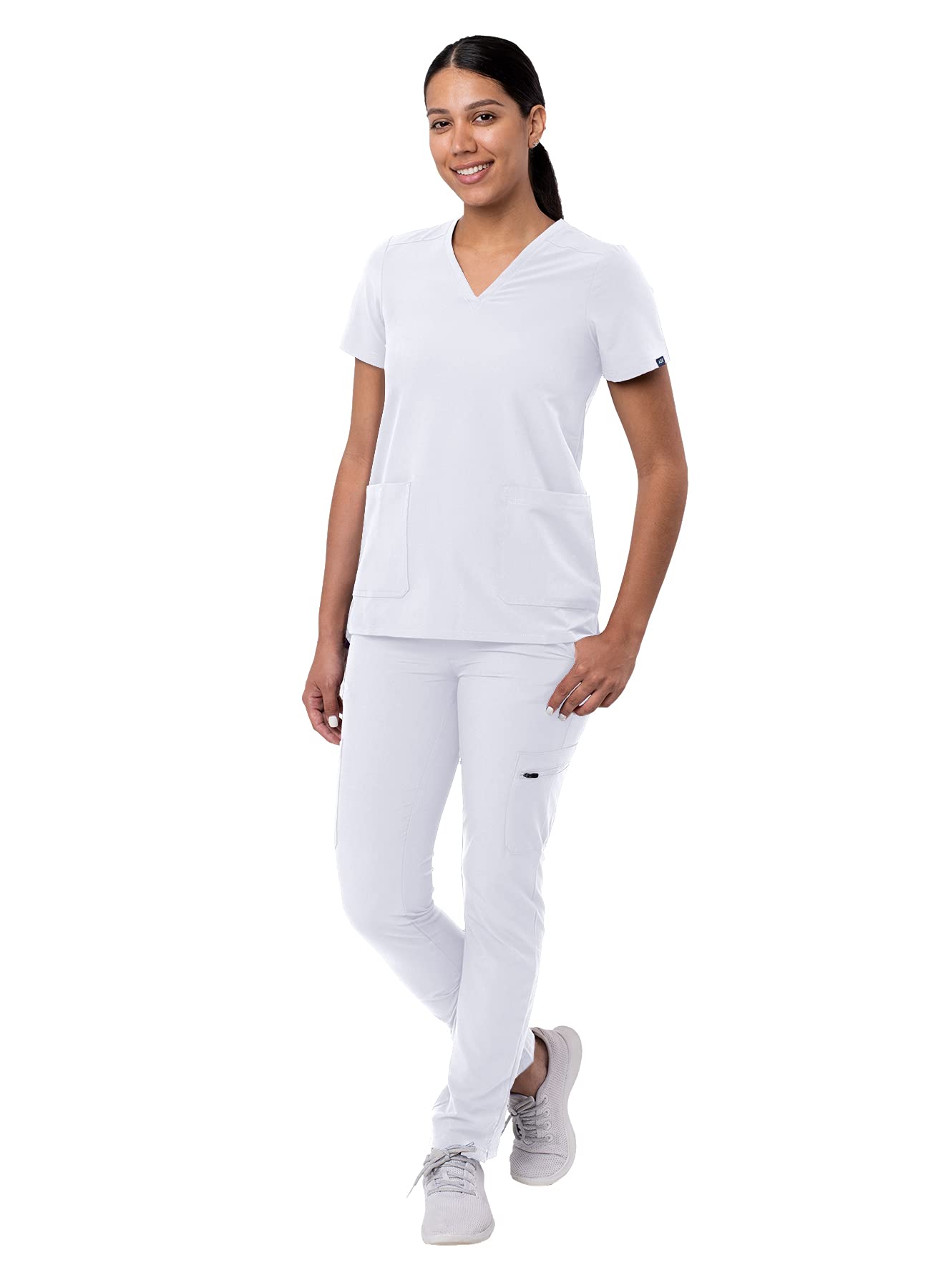 Ensemble de gommage Adar Addition Go-Basic pour femme - Haut de gommage slim à col en V et pantalon de gommage cargo skinny