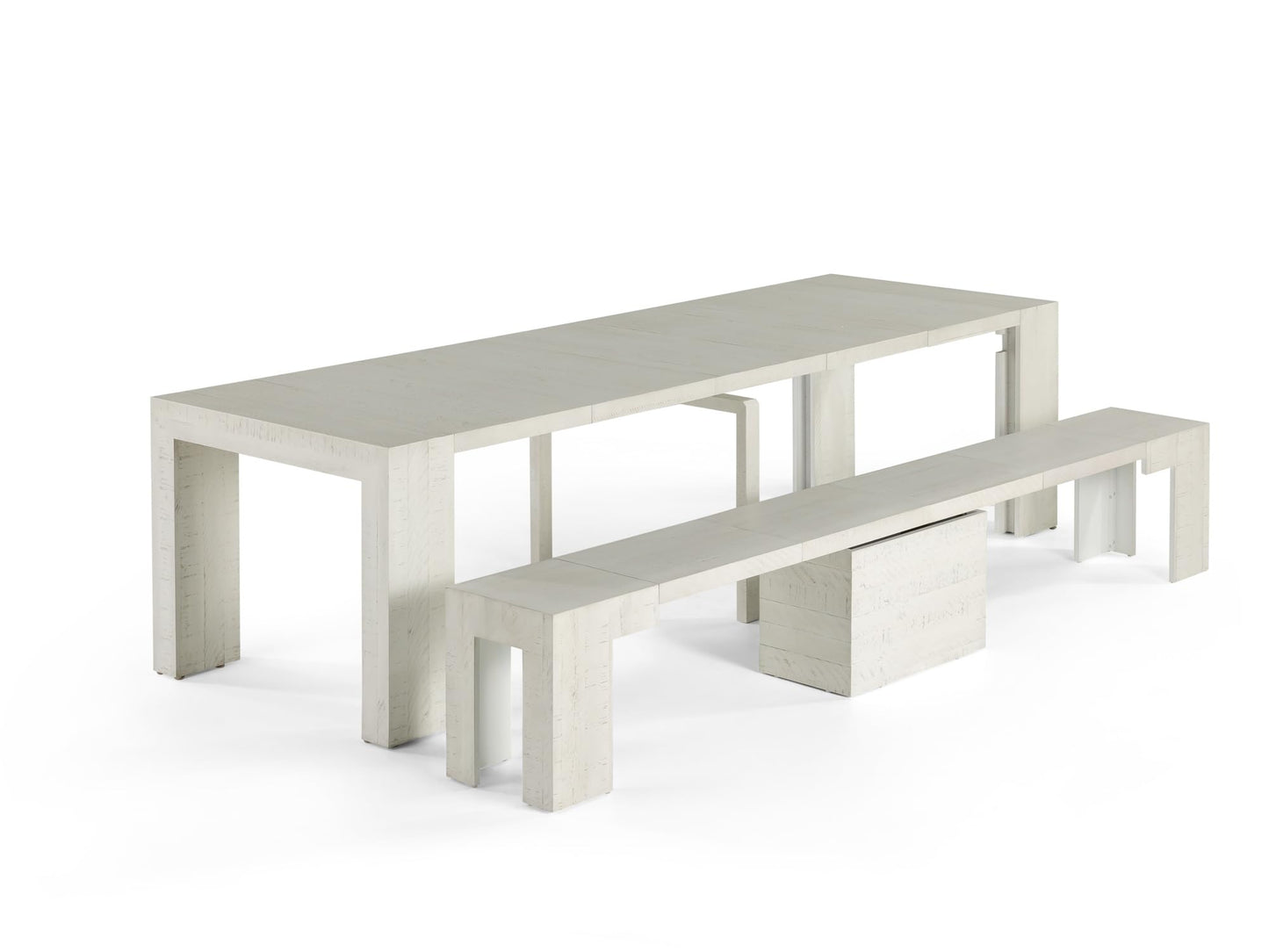 Transformer Table Esstisch-Set für 4 bis 12, ausziehbarer Esstisch aus Holz mit ausziehbarer Bank, Möbel für kleine Räume, Küchentisch-Set (Dunkelgrau, Tisch + Bank)