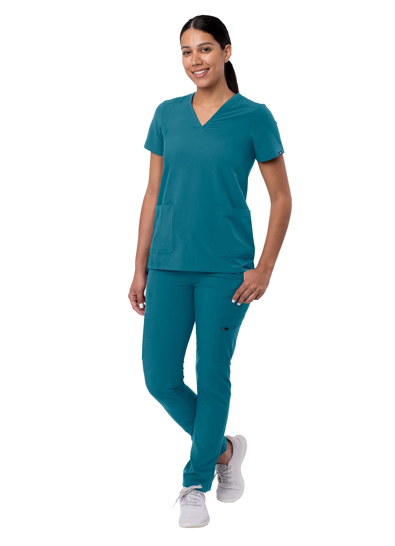 Ensemble de gommage Adar Addition Go-Basic pour femme - Haut de gommage slim à col en V et pantalon de gommage cargo skinny