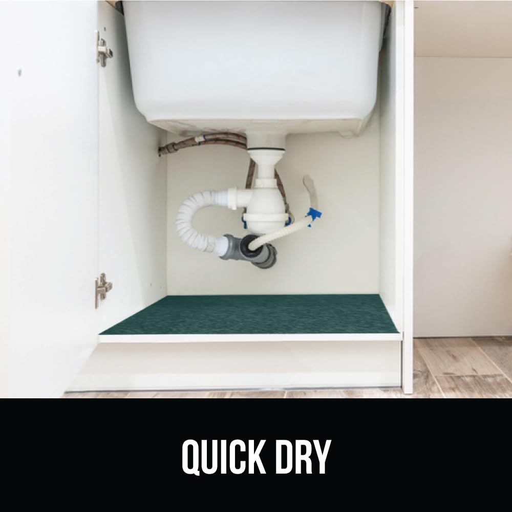 Gorilla Grip LeakGuard, nicht klebende Unterspülmatte für Küchenschränke, 24 x 40, wasserdichte, schnell trocknende Regaleinlage, langlebige, saugfähige Filzmatten für Badezimmerwaschbecken, Schränke, Kommoden, Damast, Taupe-Creme