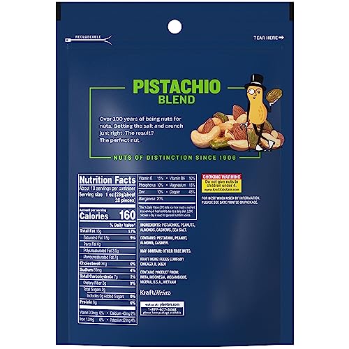 PLANTERS Pistachio Nuts Lovers Nut Mix with Pistachios no shell, Almonds & Cashews, Party Snacks, Plant-Based Protein, After School Snack, Bulk Nuts, Kosher 1lb 2.5oz