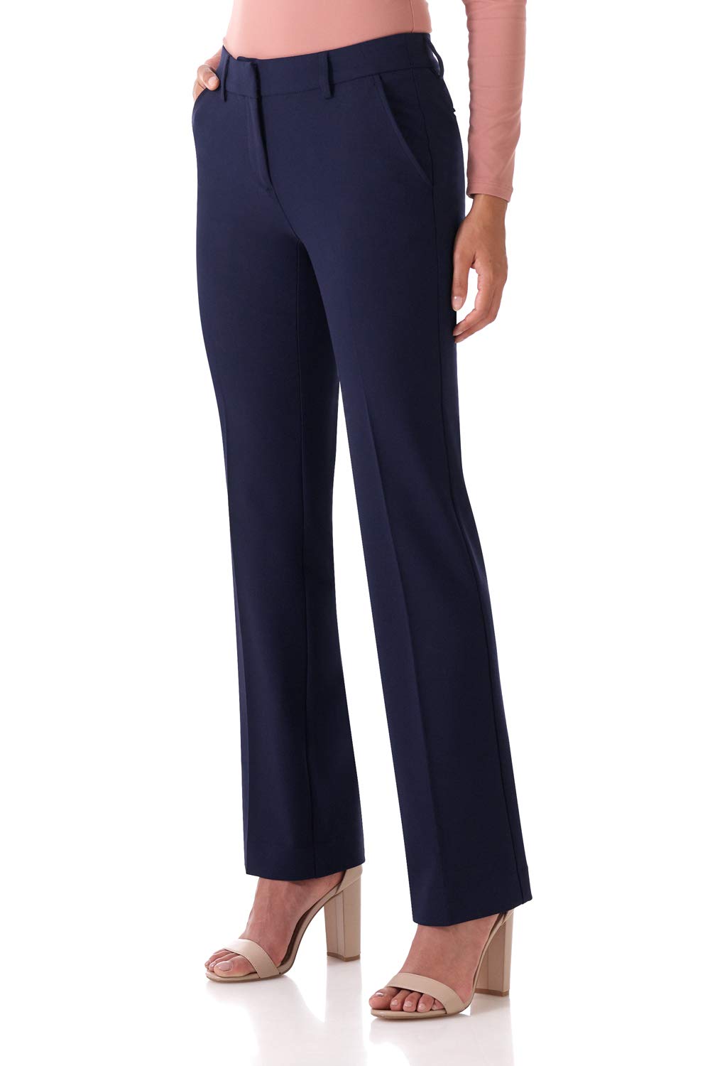 Rekucci Smart Stretch-Hose für Damen vom Schreibtisch bis zum Abendessen mit geradem Bein und Reißverschluss