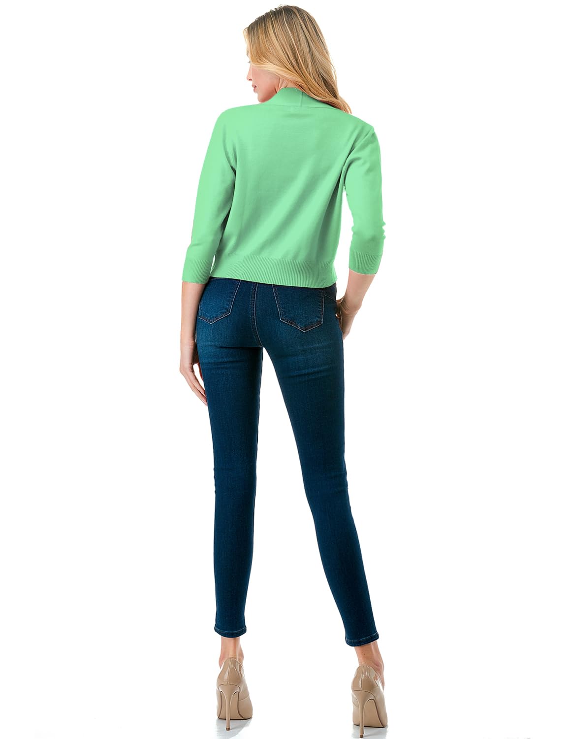 LALABEE Damen-Bolero, klassisch, 3/4-Ärmel, vorne offen, kurz, Cardigan, Shrugs für Kleider (S~XXL)