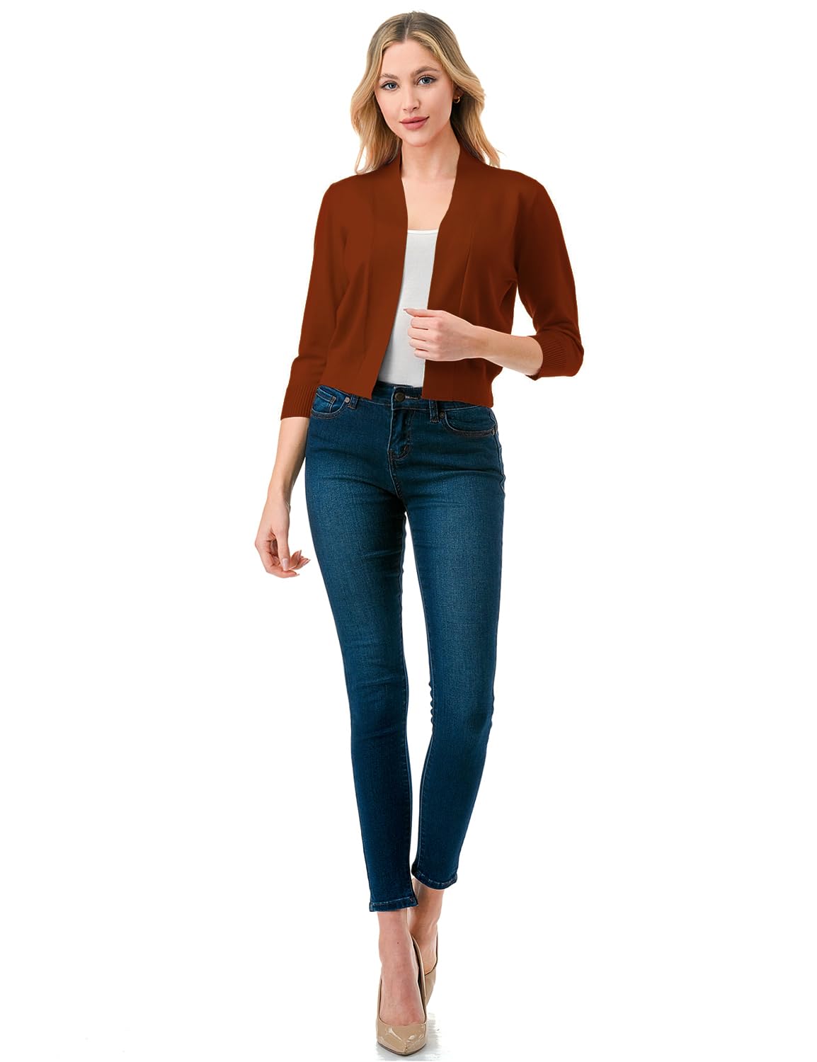 LALABEE Damen-Bolero, klassisch, 3/4-Ärmel, vorne offen, kurz, Cardigan, Shrugs für Kleider (S~XXL)