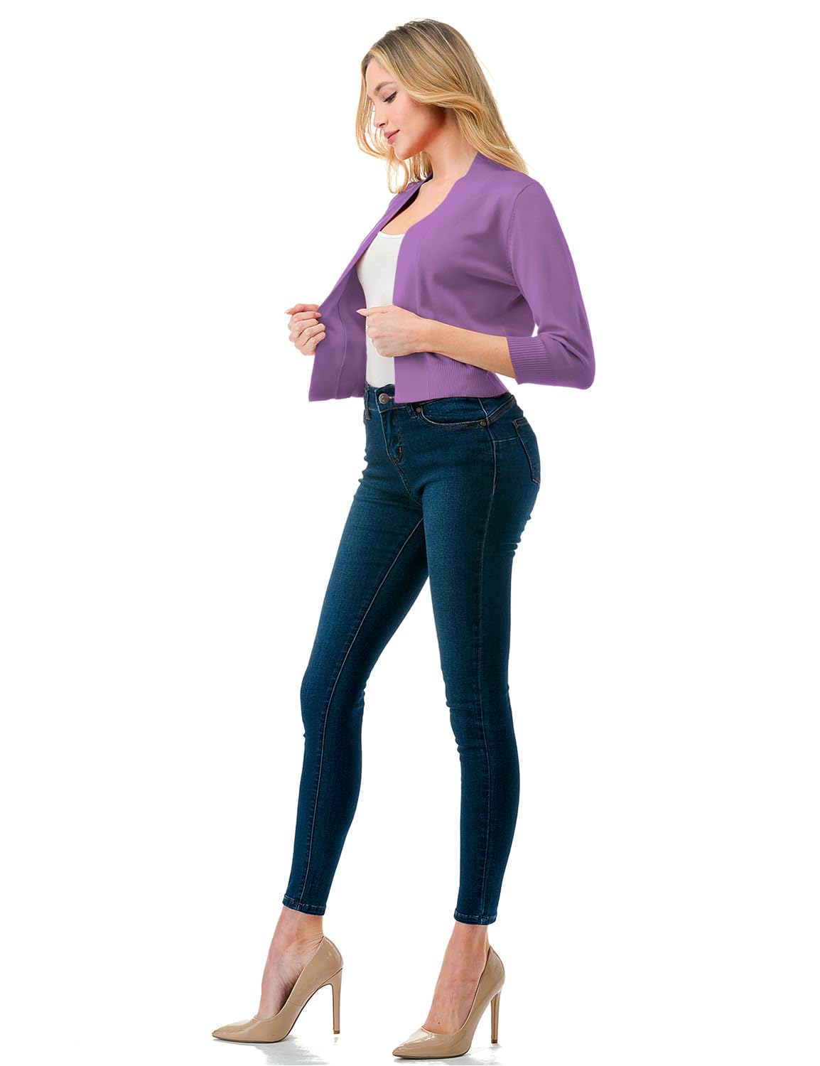 LALABEE Damen-Bolero, klassisch, 3/4-Ärmel, vorne offen, kurz, Cardigan, Shrugs für Kleider (S~XXL)