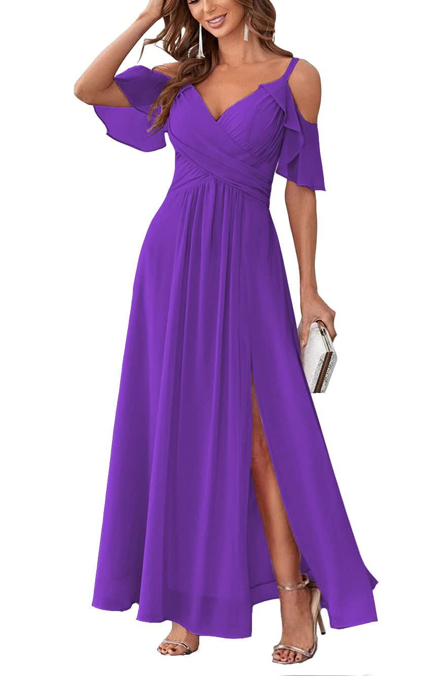 Long Chiffon Junior Bridesmaids Dresses for Women Wedding Party Dress Formal Military Ball Gown ABC095