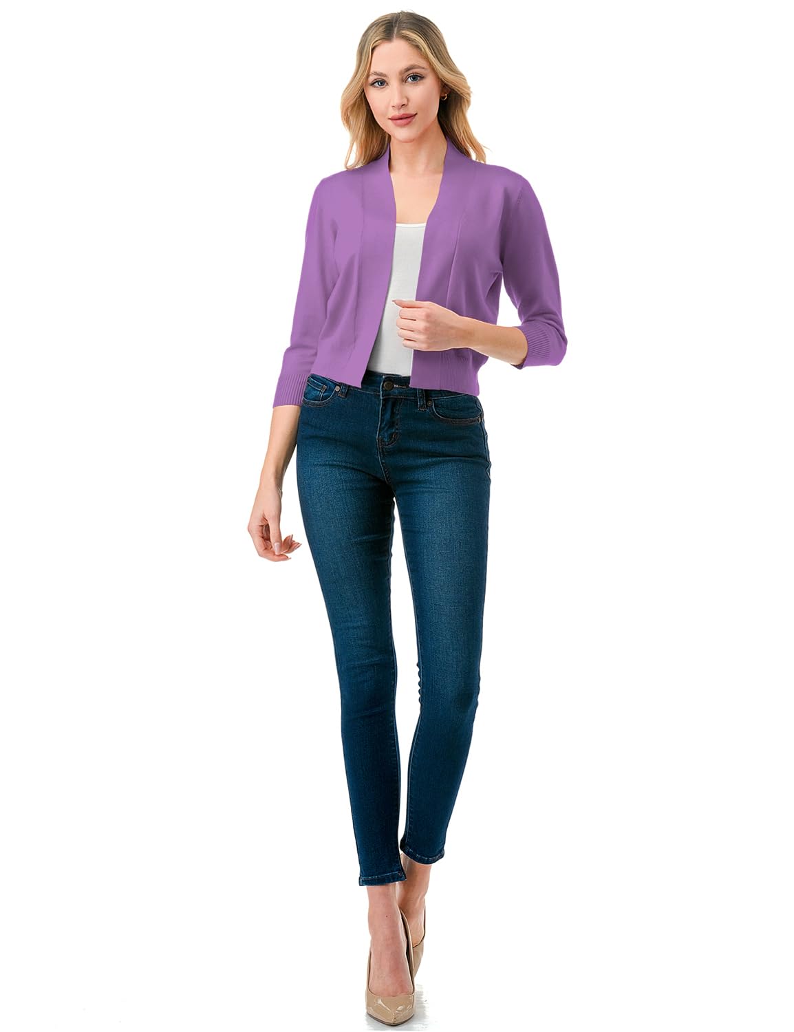 LALABEE Damen-Bolero, klassisch, 3/4-Ärmel, vorne offen, kurz, Cardigan, Shrugs für Kleider (S~XXL)