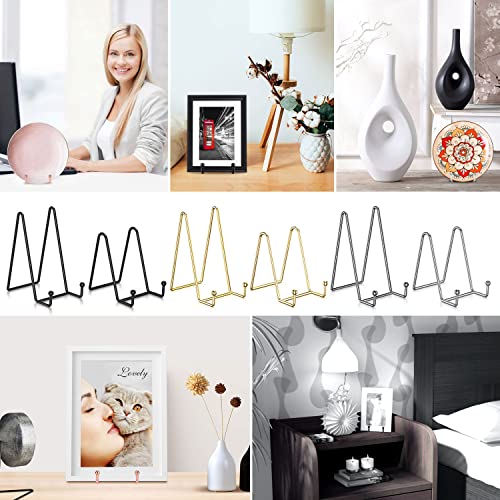 Livelab Plate Stands for Display, 3 Pack 6 Inch Picture Stand Black Iron Easel Decorative Plate Holder Display Stand, Metal Photo Frame Stand for Pictures, Decorative Dish, Book, Tabletop Art