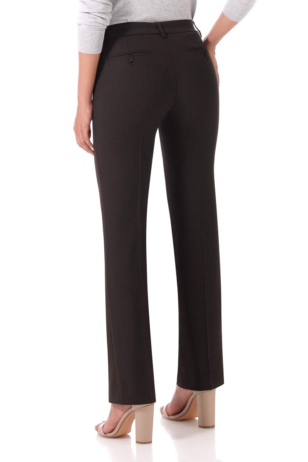 Rekucci Smart Stretch-Hose für Damen vom Schreibtisch bis zum Abendessen mit geradem Bein und Reißverschluss