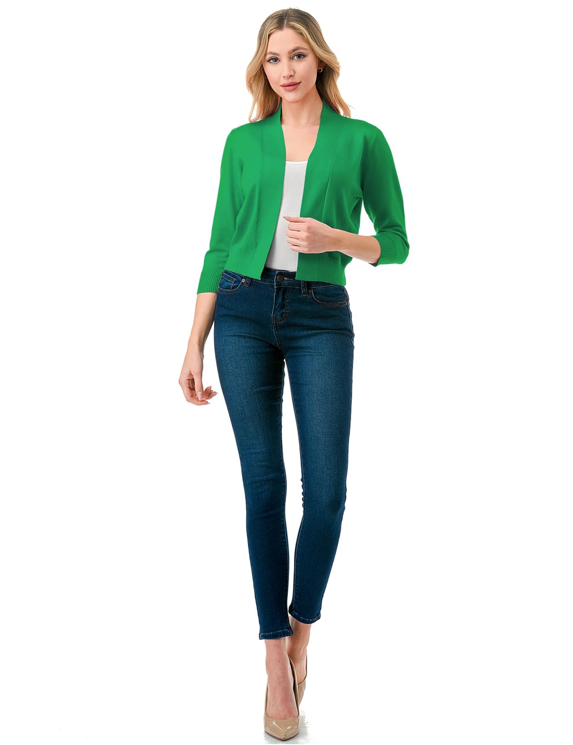 LALABEE Damen-Bolero, klassisch, 3/4-Ärmel, vorne offen, kurz, Cardigan, Shrugs für Kleider (S~XXL)