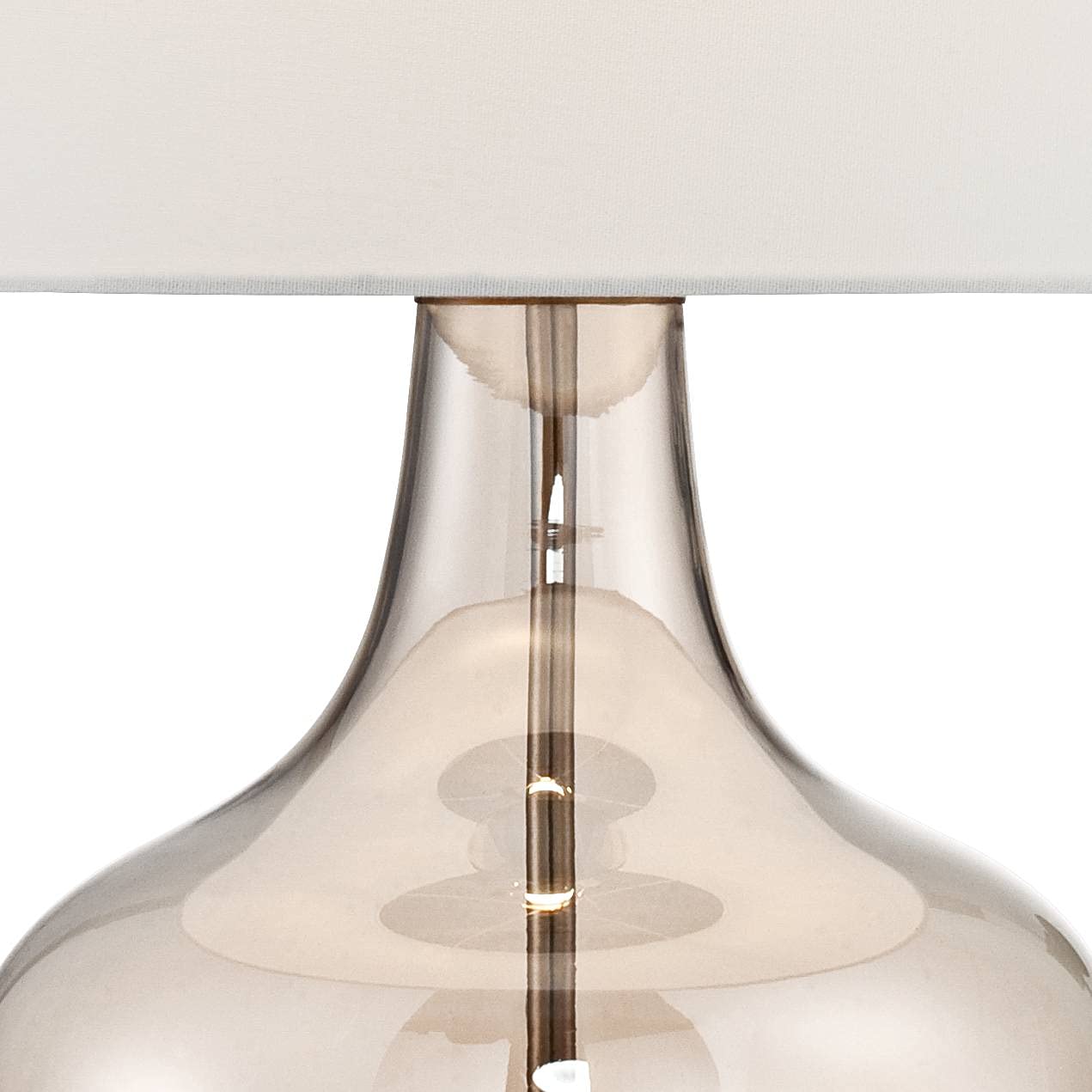 Possini Euro Design Ania 31" hohe Tischlampe im Glas, groß, modern, im Küsten-Stil, Landhausstil, klares Champagnerglas, einzelner cremefarbener Schirm, für Wohnzimmer, Schlafzimmer, Nachttisch, Haus, Büro, Zuhause
