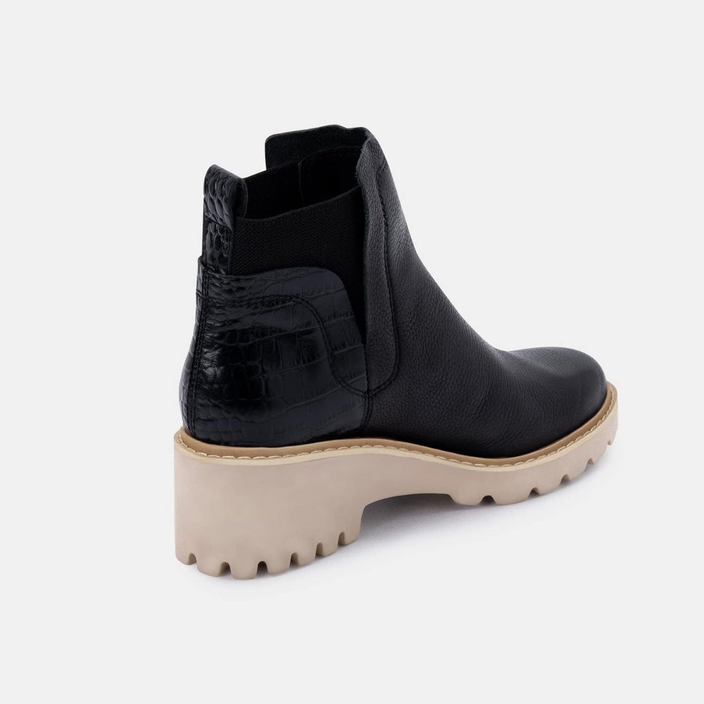 Trish Lucia Damen Chelsea-Stiefel mit Plateausohle, knöchelhoch, klobiger Blockabsatz, rutschfest, Wildleder, modische Schlupfstiefeletten