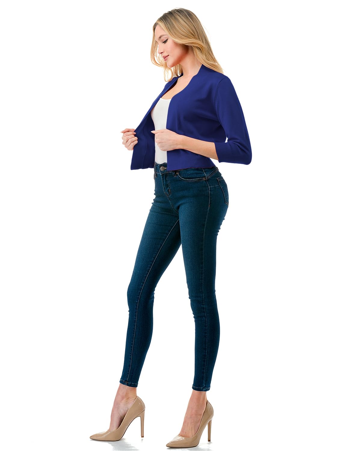 LALABEE Damen-Bolero, klassisch, 3/4-Ärmel, vorne offen, kurz, Cardigan, Shrugs für Kleider (S~XXL)