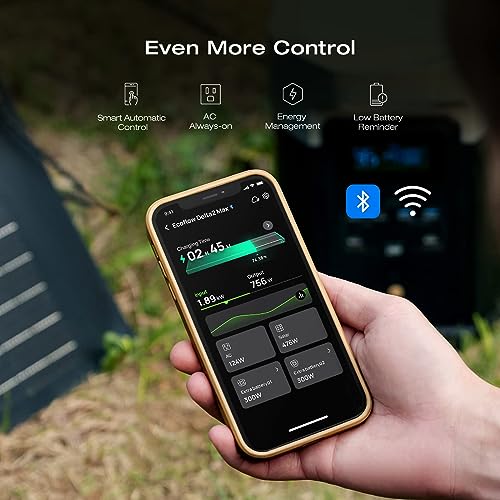EF ECOFLOW Solar Generator DELTA 2 Max 2048Wh With 400W Solar Panel, LFP Battery Portable Power Station Up to 3400W AC Output Fast Charging 0-80% in 43 Min solar powered generator For Camping, RV