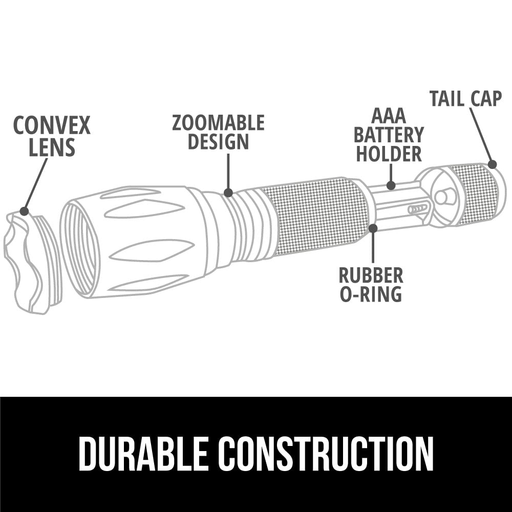 Gorilla Grip Leistungsstarke LED-Taschenlampe, 237 m, wasserfest, 5 einstellbare Modi, taktische Taschenlampe, hohe Lumen, ultrahelle Akku-Zoom-Taschenlampen, kleines Mini-Taschenlampen-Zubehör fürs Campingauto, 2er-Pack, Gold