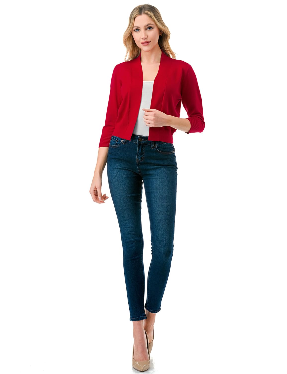 LALABEE Damen-Bolero, klassisch, 3/4-Ärmel, vorne offen, kurz, Cardigan, Shrugs für Kleider (S~XXL)