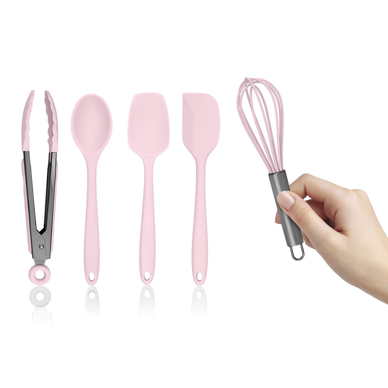 Country Kitchen Silicone Cooking Utensils - Easy to Clean Kitchen Tools, Spatula Set for Nonstick Cookware, Mini, White
