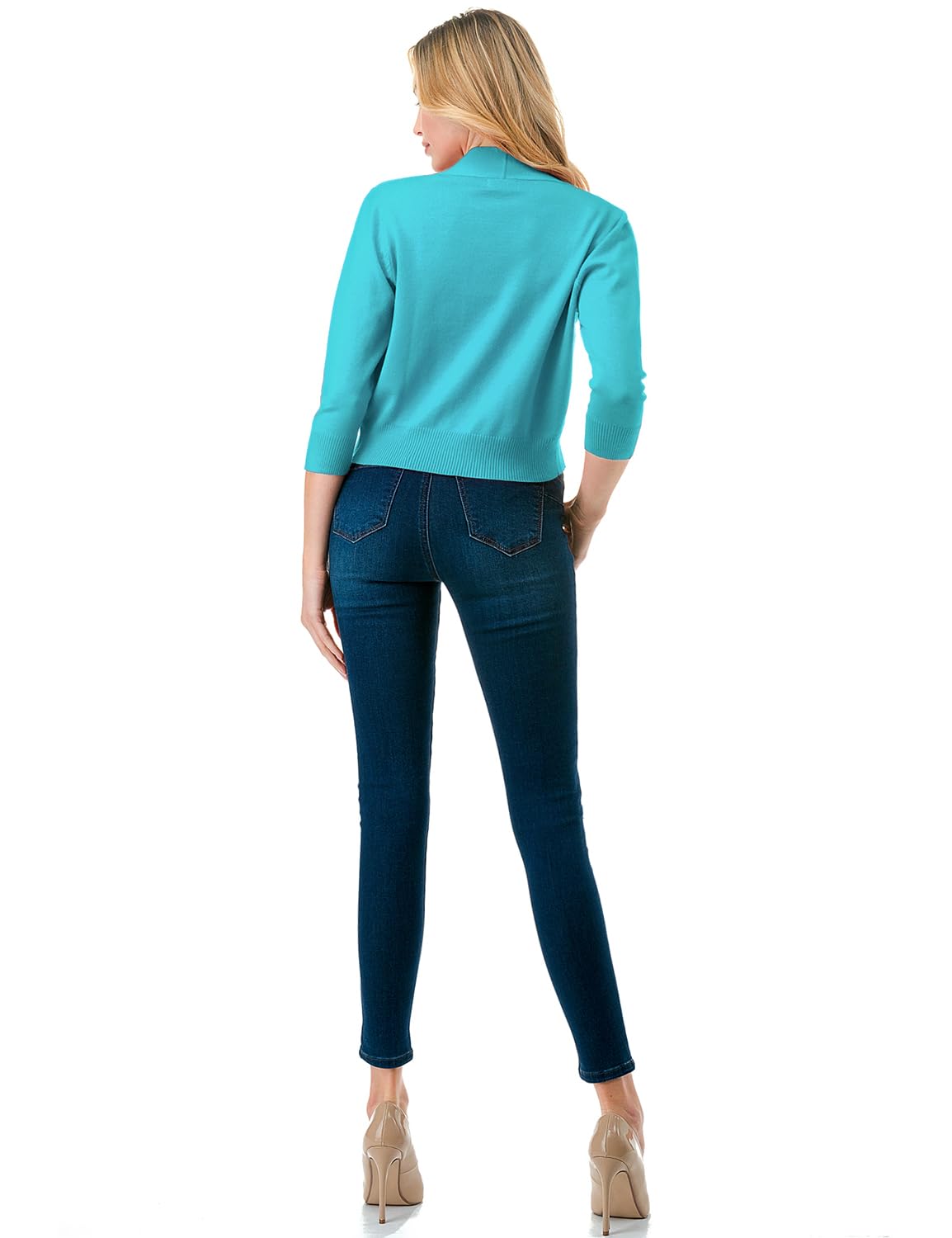 LALABEE Damen-Bolero, klassisch, 3/4-Ärmel, vorne offen, kurz, Cardigan, Shrugs für Kleider (S~XXL)