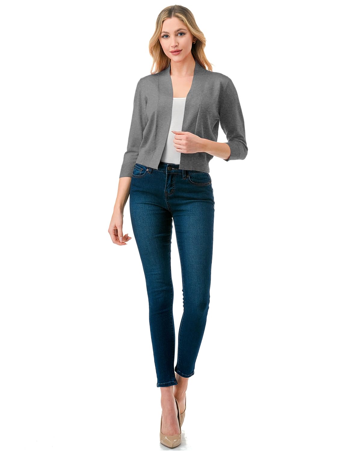 LALABEE Damen-Bolero, klassisch, 3/4-Ärmel, vorne offen, kurz, Cardigan, Shrugs für Kleider (S~XXL)