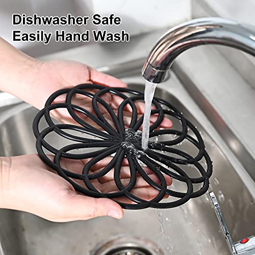 Dessous de plat en silicone Smithcraft pour plats chauds, casseroles et poêles, dessous de plat pour cuisine, tapis résistant à la chaleur sculpté multi-usage pour comptoir, dessous de plat en silicone pour maniques pour table et comptoirs, lot de 6, gris