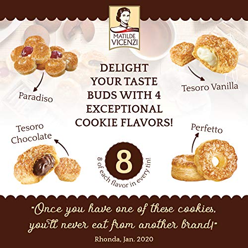 Millefoglie D'Italia Fine Selection of Italian Puff Pastries, Assortment of Vanilla, Chocolate, Butter & Raspberry Cookies, 13.23 oz (375g)