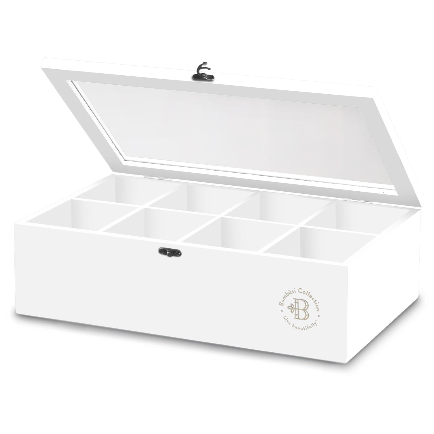 Bamboo Tea Bag Organizer Storage Box with Drawer & Acrylic Window - Magnetic Lid Keeps Contents Fresh - Ideal Mothers Day Gifts for Mom - Gift Caddy (Tea Not Included)
