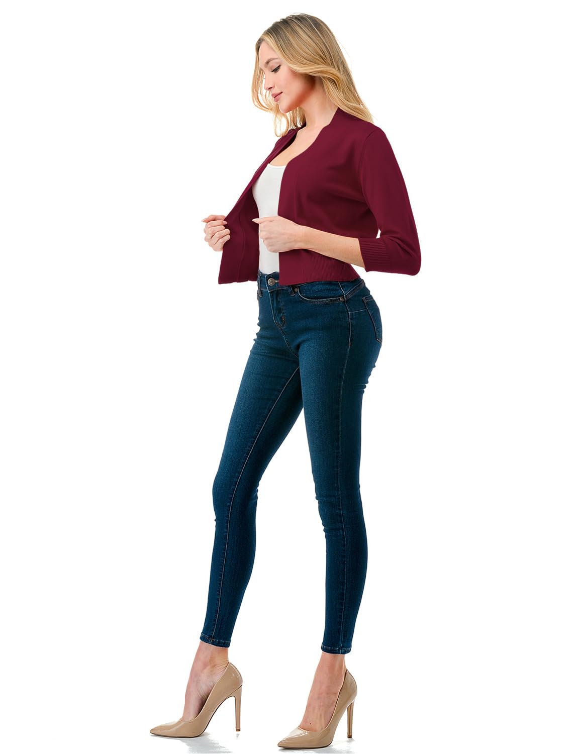 LALABEE Damen-Bolero, klassisch, 3/4-Ärmel, vorne offen, kurz, Cardigan, Shrugs für Kleider (S~XXL)