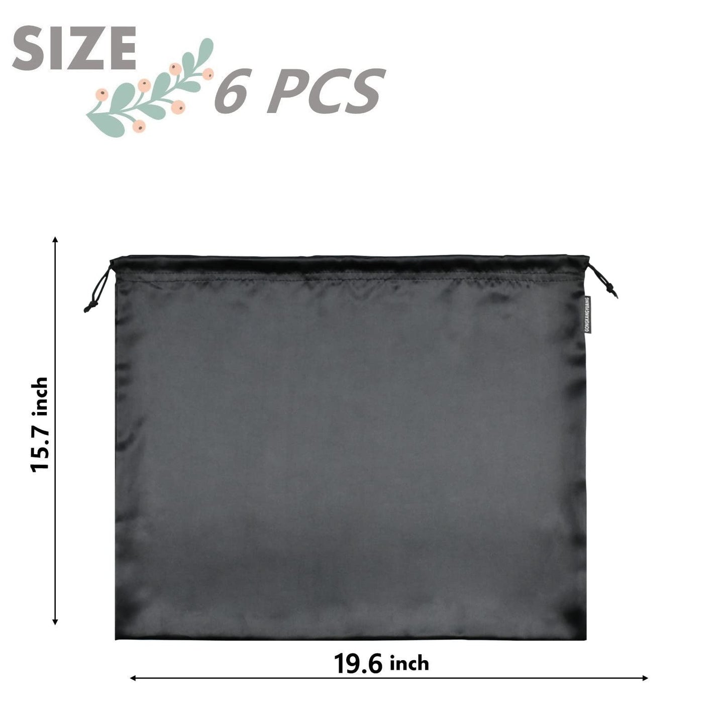 Lot de 6 sacs anti-poussière en soie pour sacs à main, sacs à main, chaussures, bottes, sac à cordon anti-poussière en soie, pochette de rangement de voyage (blanc, 19,6 × 15,7 pouces)