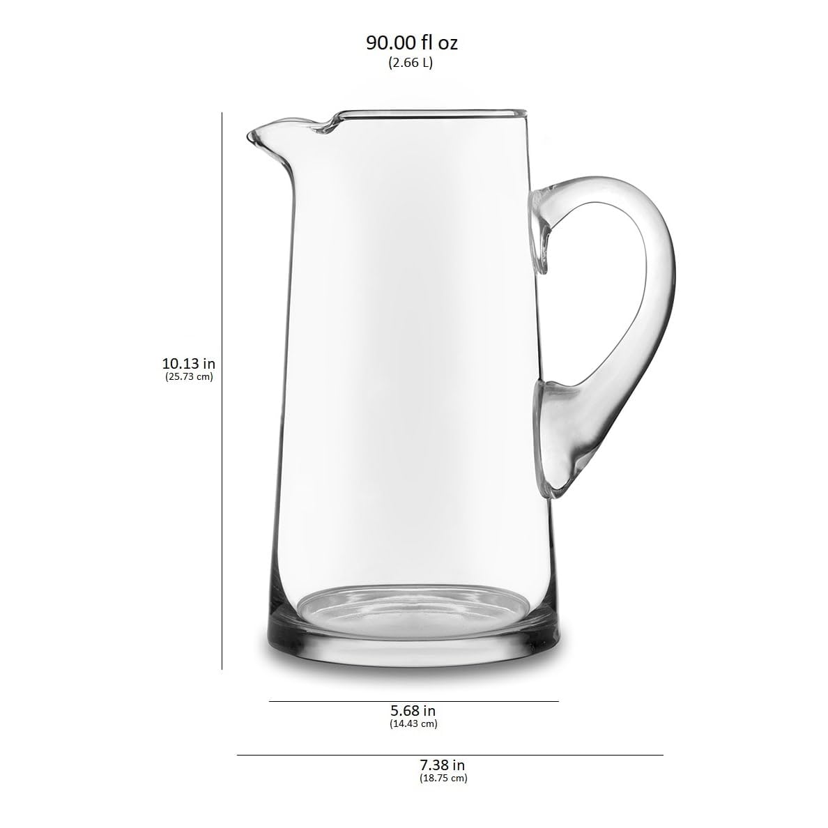 Libbey Acapulco Large Glass Pitcher Set of 2, 89 Oz, Clear, Tall Bubble Glass Pitchers with Handle, Modern Pitcher Set for Iced Tea, Punch, and More