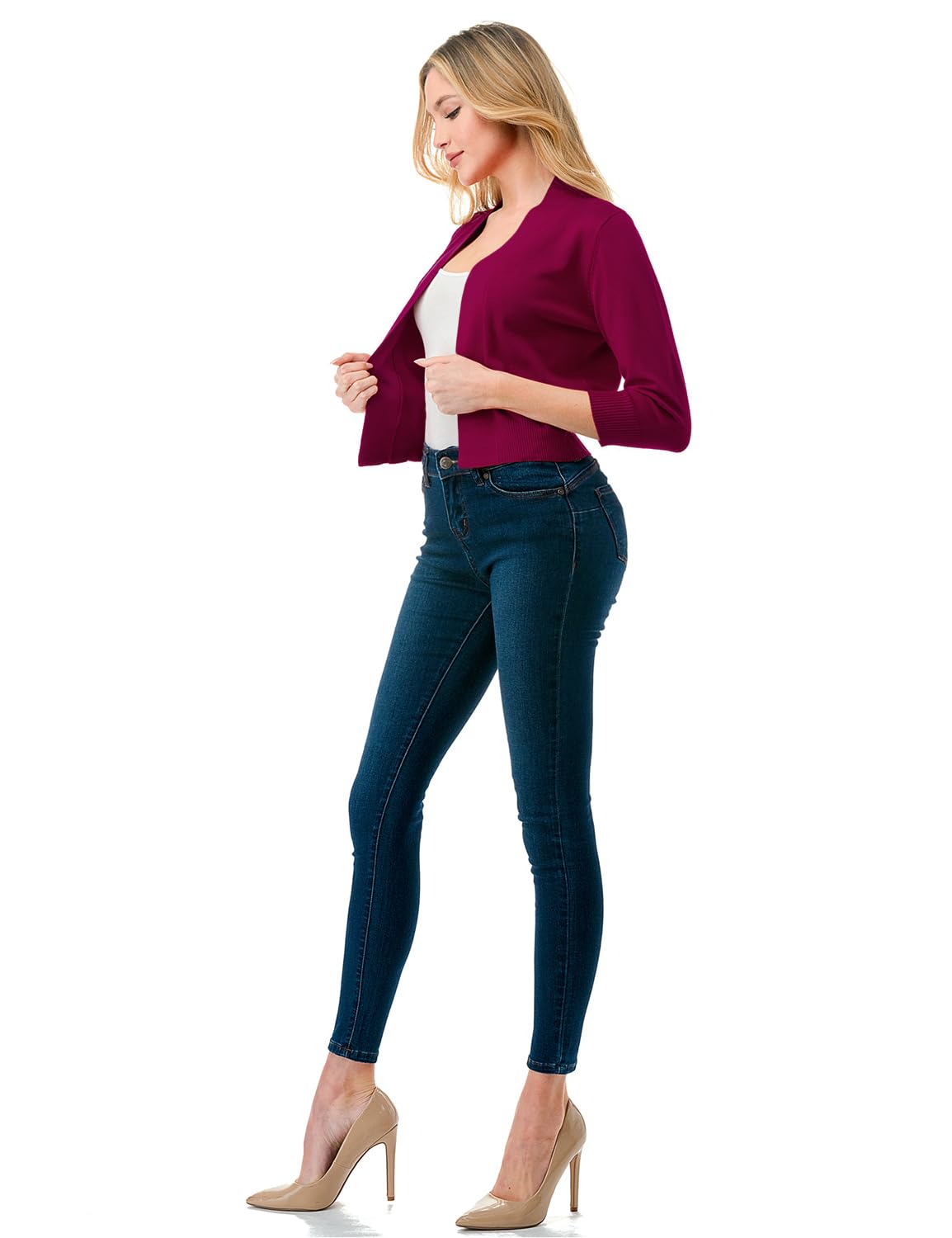 LALABEE Damen-Bolero, klassisch, 3/4-Ärmel, vorne offen, kurz, Cardigan, Shrugs für Kleider (S~XXL)