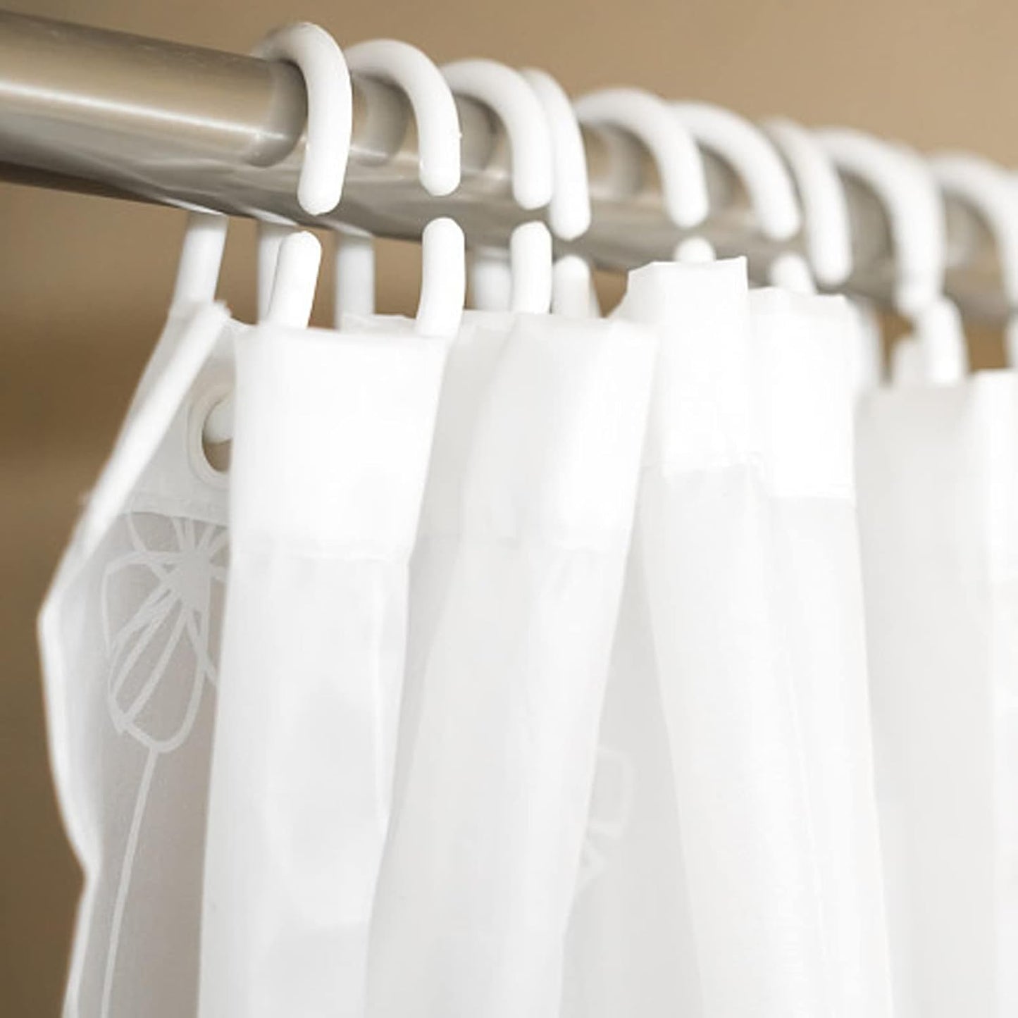 12-Pack Shower Curtain Hooks – Classic White C-Rings