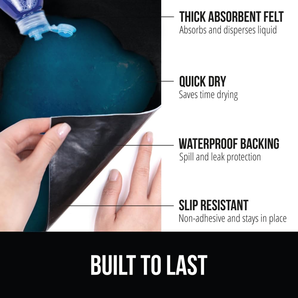 Gorilla Grip LeakGuard, nicht klebende Unterspülmatte für Küchenschränke, 24 x 40, wasserdichte, schnell trocknende Regaleinlage, langlebige, saugfähige Filzmatten für Badezimmerwaschbecken, Schränke, Kommoden, Damast, Taupe-Creme