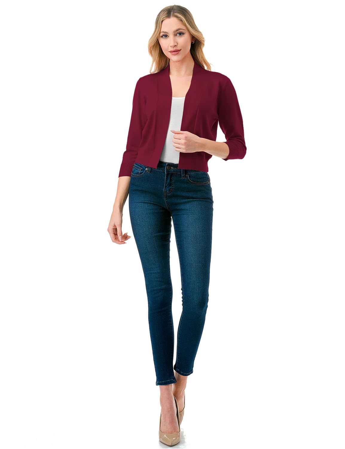 LALABEE Damen-Bolero, klassisch, 3/4-Ärmel, vorne offen, kurz, Cardigan, Shrugs für Kleider (S~XXL)